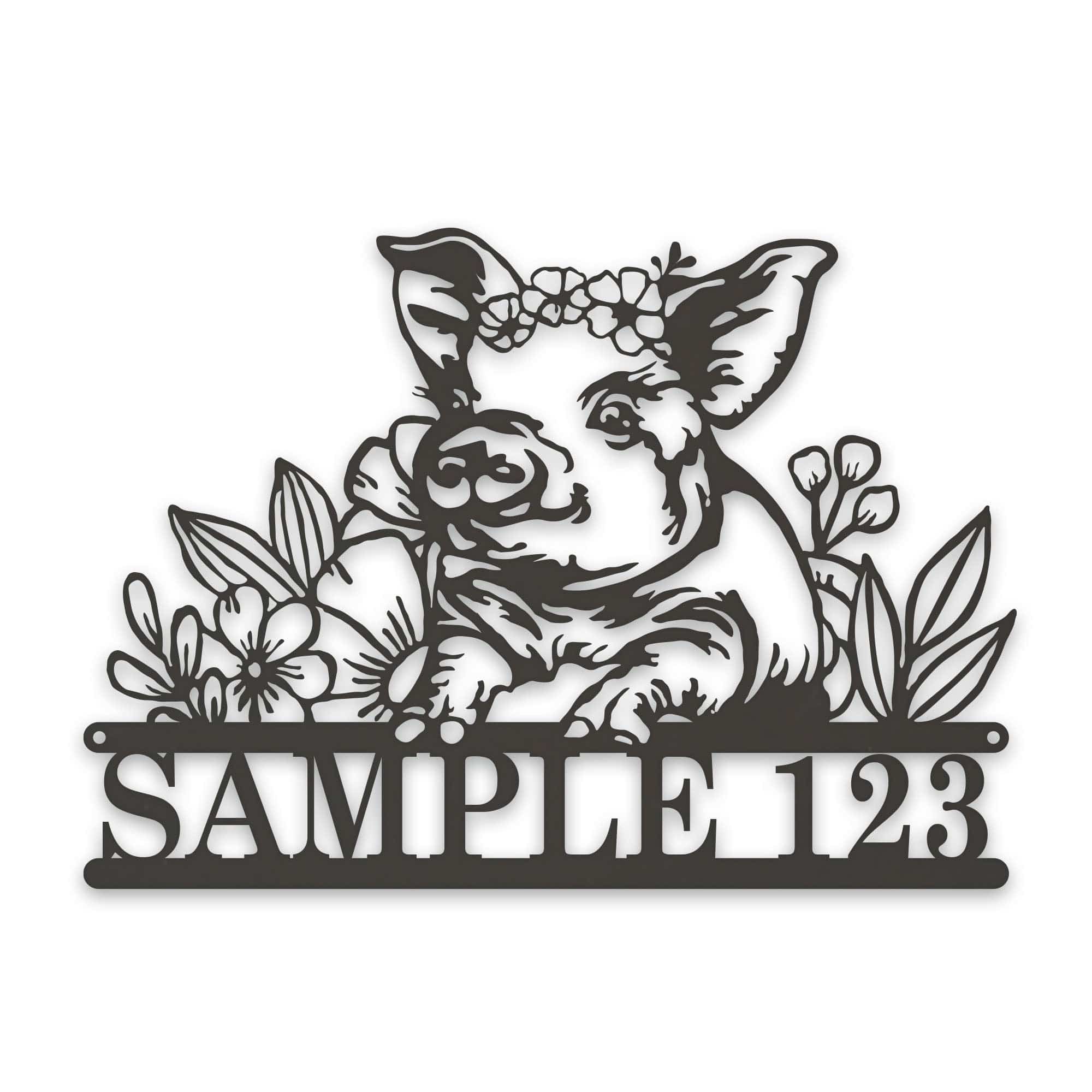 Personalized Metal Sign – Pig Metal Decor with Flowers | Custom Porch Sign