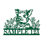 Personalized Metal Sign – Pig Metal Decor with Flowers | Custom Porch Sign