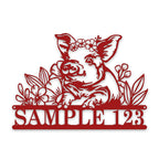 Personalized Metal Sign – Pig Metal Decor with Flowers | Custom Porch Sign