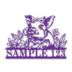 Personalized Metal Sign – Pig Metal Decor with Flowers | Custom Porch Sign