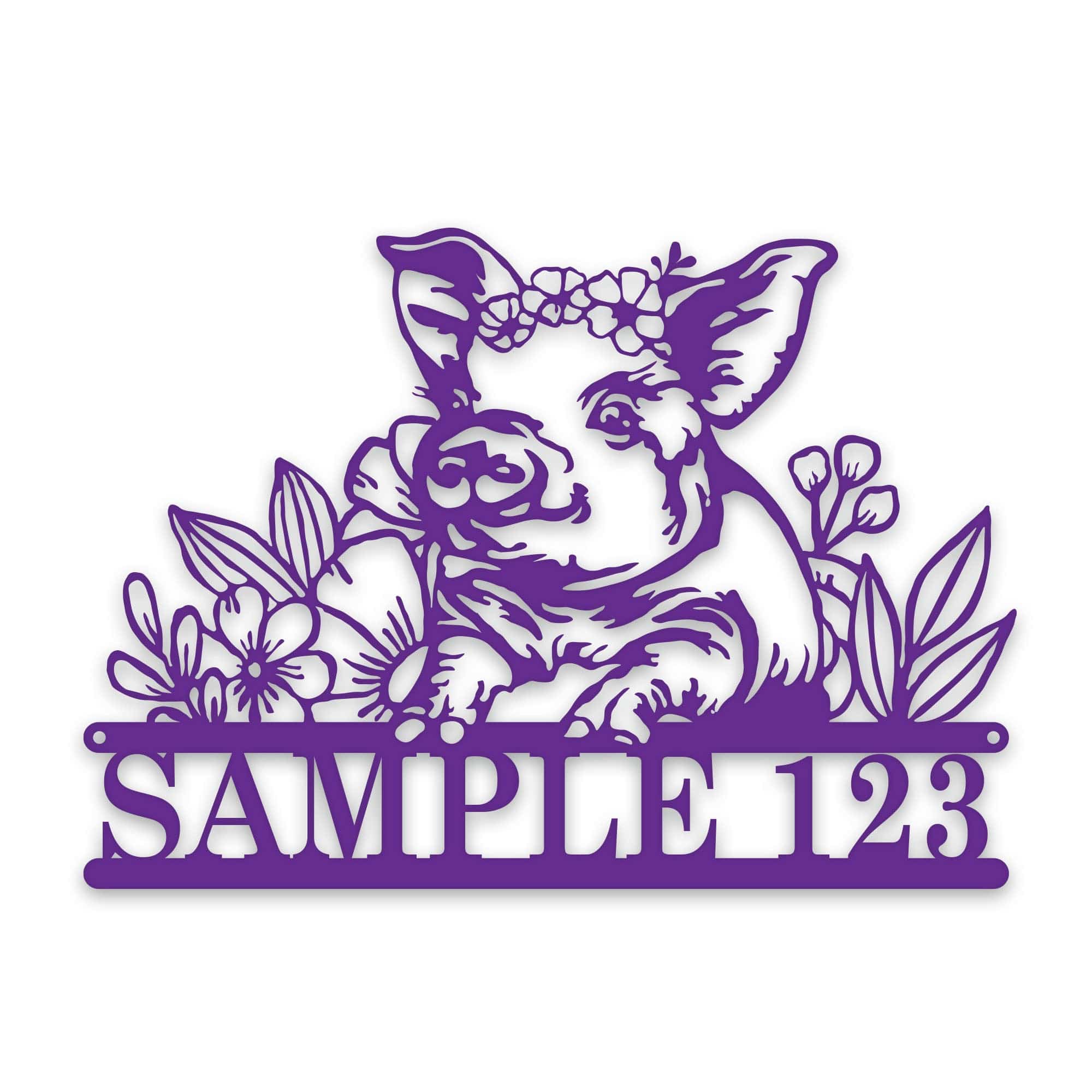 Personalized Metal Sign – Pig Metal Decor with Flowers | Custom Porch Sign