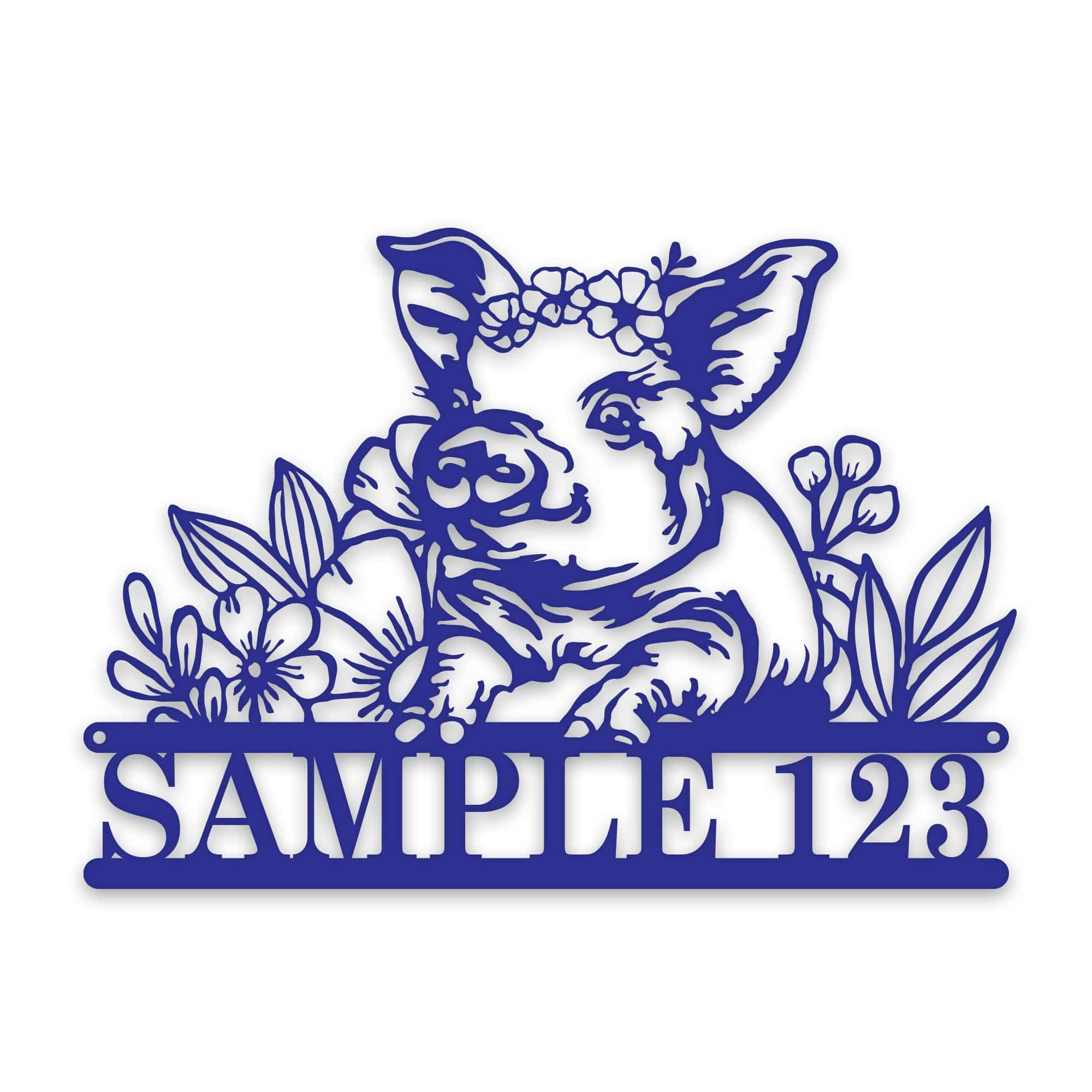 Personalized Metal Sign – Pig Metal Decor with Flowers | Custom Porch Sign