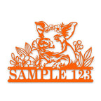 Personalized Metal Sign – Pig Metal Decor with Flowers | Custom Porch Sign