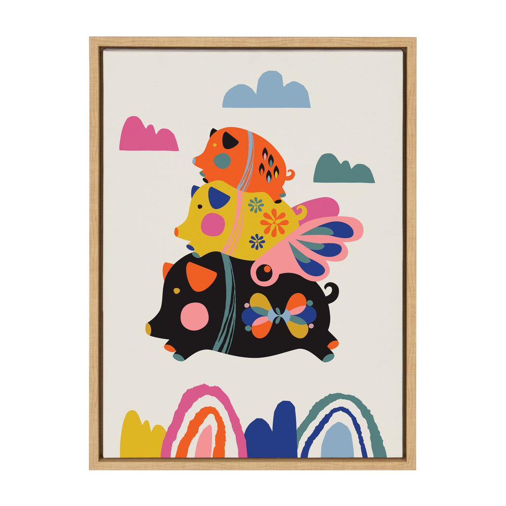 Sylvie Flying Pigs Framed Canvas by Rachel Lee of My Dream Wall