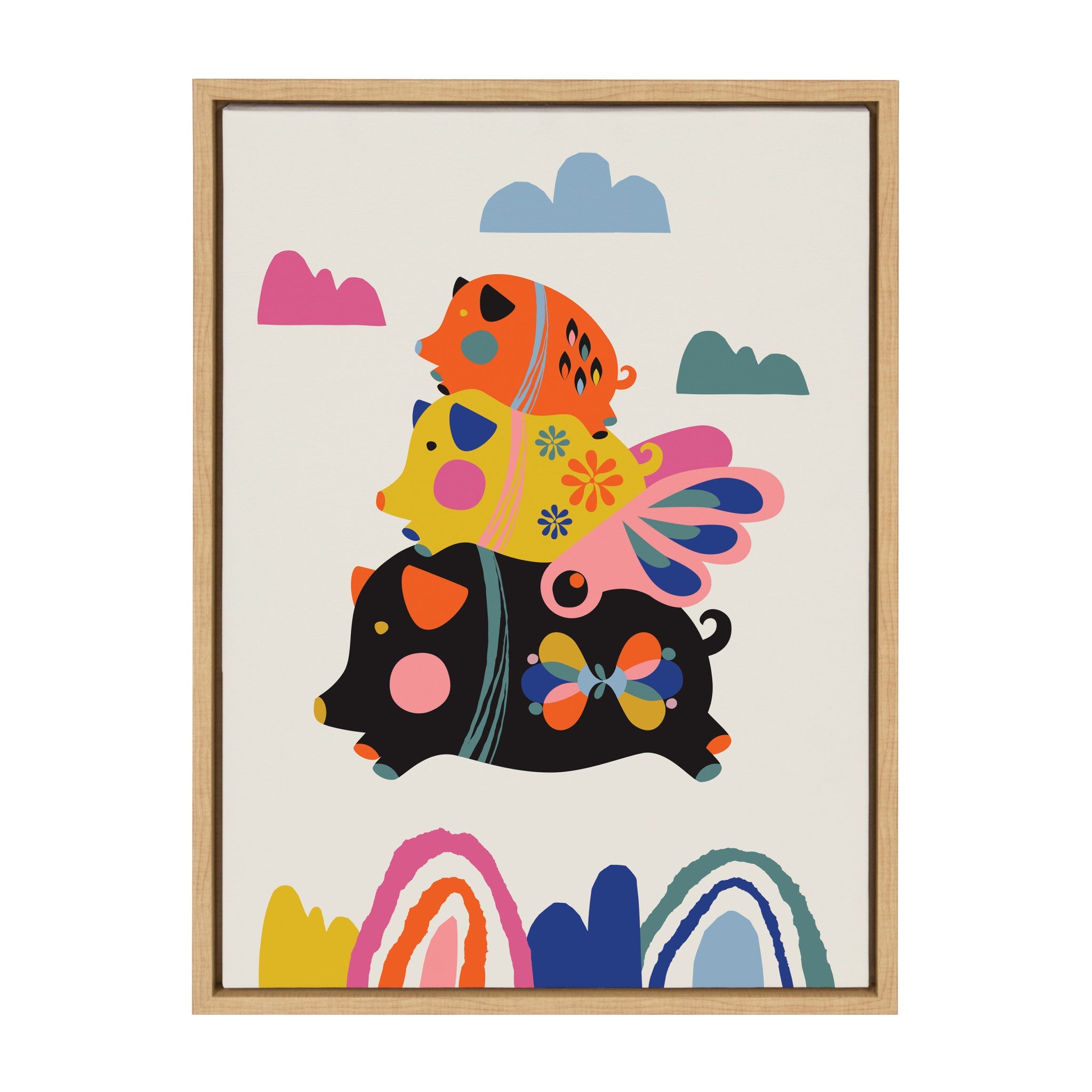 Sylvie Flying Pigs Framed Canvas by Rachel Lee of My Dream Wall
