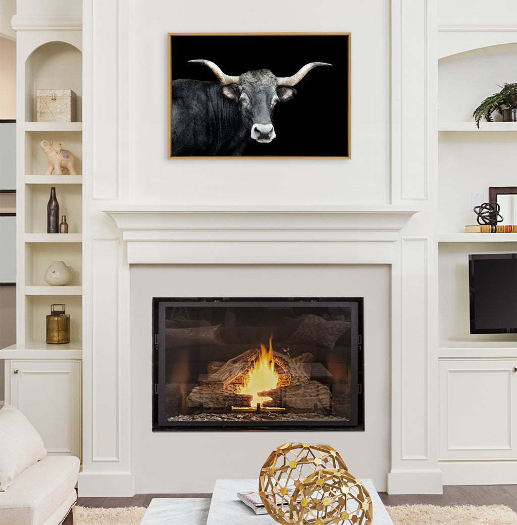 Sylvie Tudanca Cow Longhorn Bull Cattle Animal Framed Canvas by Xyo