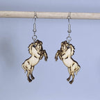Realistic Mustang Horse Wooden Dangle Earrings | Western Animal Jewelry