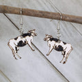 Realistic Cow Wooden Dangle Earrings | Farm Animal Jewelry