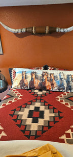 Baha Ranch Running Horses Western Body Pillow Cover Made in America