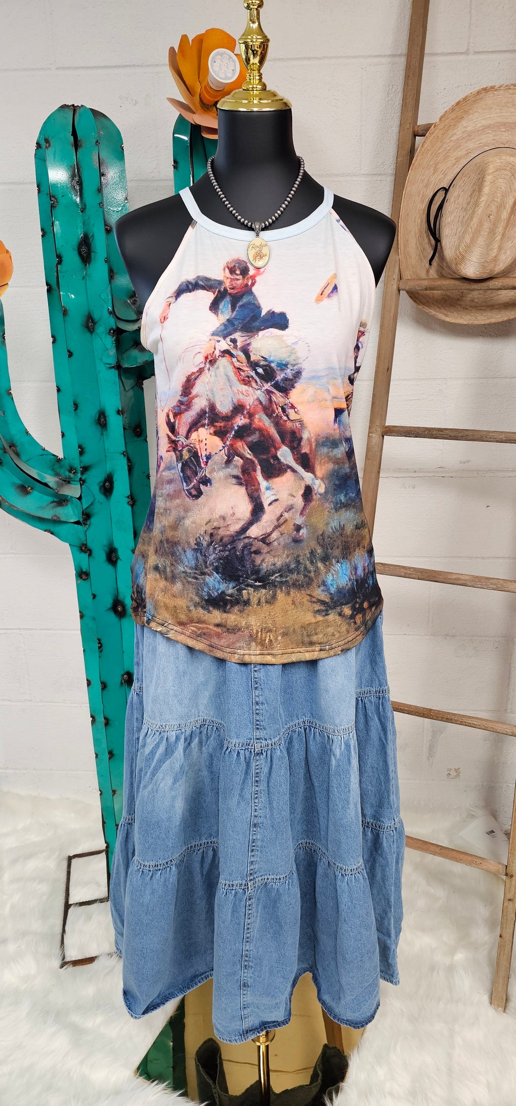 Baha Ranch Vintage Western Cowboy Women's Tank Top