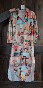 Baha Ranch Colores de Mexico Pictures of the Southwest Button-Up Long Sleeve Shirt Dress Duster