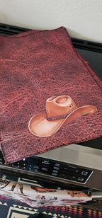 Baha Ranch Monogrammed Initial Western Leather Look Saddle Longhorn Cowboy Cowgirl Kitchen Dish Towels Made in America