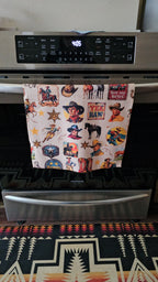 Baha Ranch Vintage Cowboy Set of 4 Kitchen Dish Towels Made in America