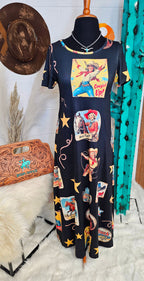 Baha Ranch Vintage Cowgirl Collage Western Dress