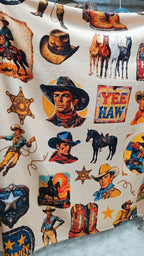 Baha Ranch Vintage Cowboy Collage Ultra-Soft Micro Fleece Blanket 60" x 80" Made in America