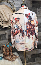 Baha Ranch Yeehaw Cowboy Vintage Western Retro Blazer