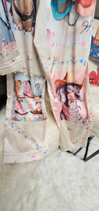 Baha Ranch Danilo Painted Cowgirl Satin Long Pajamas
