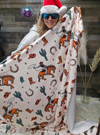 Baha Ranch Rodeo Cowboy Throw Blanket Ultra-Soft Micro Fleece Blanket 60" x 80" Made in America