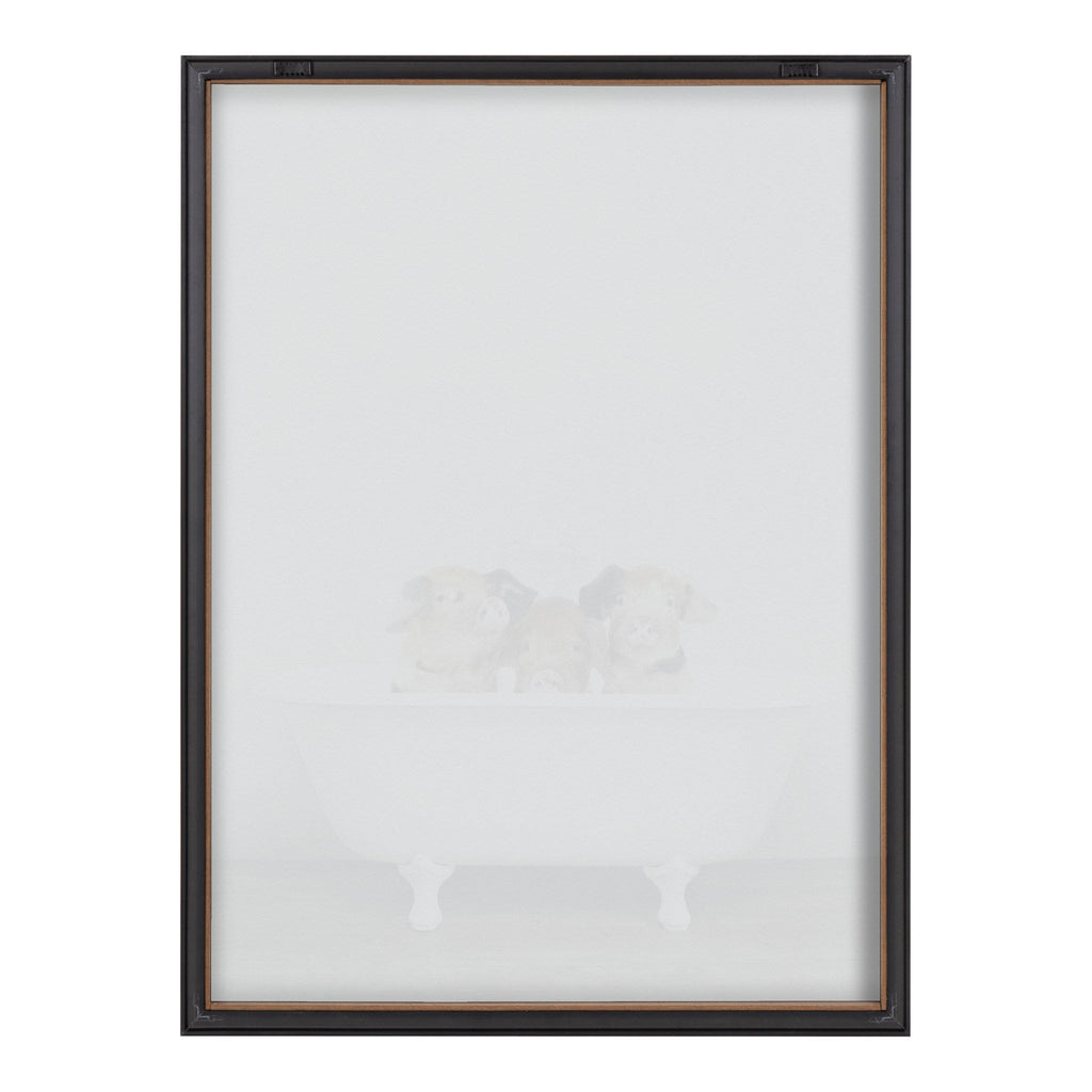 Blake Three Little Pigs in Vintage Bathtub Framed Printed Glass by Amy Peterson Art Studio