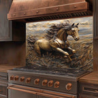 Bronze Spirit Tempered Glass Backsplash – Galloping Horse Copper Look Kitchen Back Splash