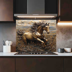 Bronze Spirit Tempered Glass Backsplash – Galloping Horse Copper Look Kitchen Back Splash