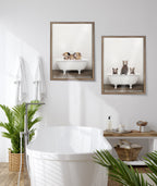 Blake Three Little Pigs in Vintage Bathtub Framed Printed Glass by Amy Peterson Art Studio