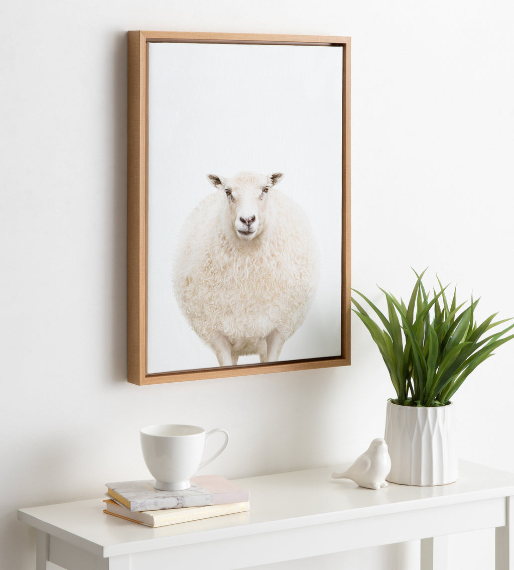 Sylvie Round Sheep Portrait Framed Canvas by Amy Peterson Art Studio