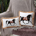 Unique Designed European American Luxury Printed Polyester Cushion Cover Horse printed Lumbar Cover Tassel Edge Modern Throw Pillow Covers Square Decorative Set Cushion Covers For Home Bed Couch Sofa Bench