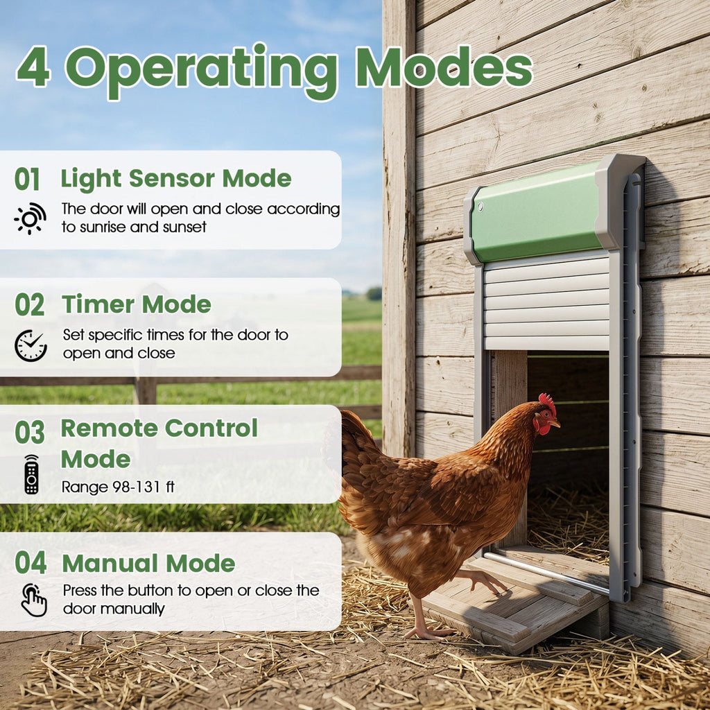 Automatic Chicken Coop Door with Remote Control & Light Sensor