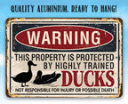 Warning Property Ducks - Metal Sign