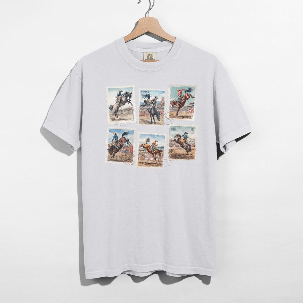 Vintage Rodeo Stamp Graphic Tee – Western Cowboy