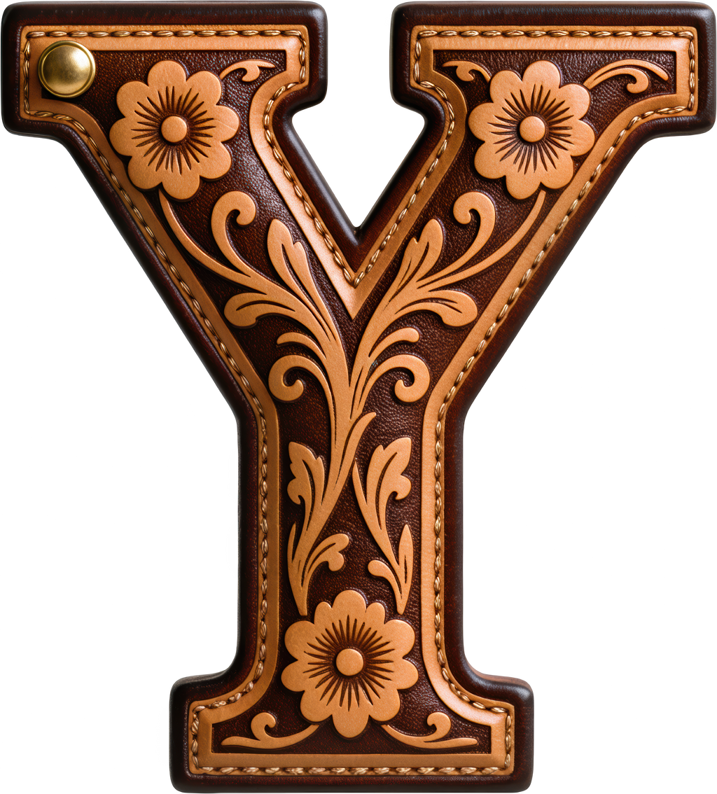 Baha Ranch Monogrammed Initial Western Leather Look Saddle Longhorn Cowboy Cowgirl Kitchen Dish Towels Made in America