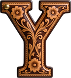 Baha Ranch Monogrammed Initial Western Leather Look Saddle Longhorn Cowboy Cowgirl Kitchen Dish Towels Made in America