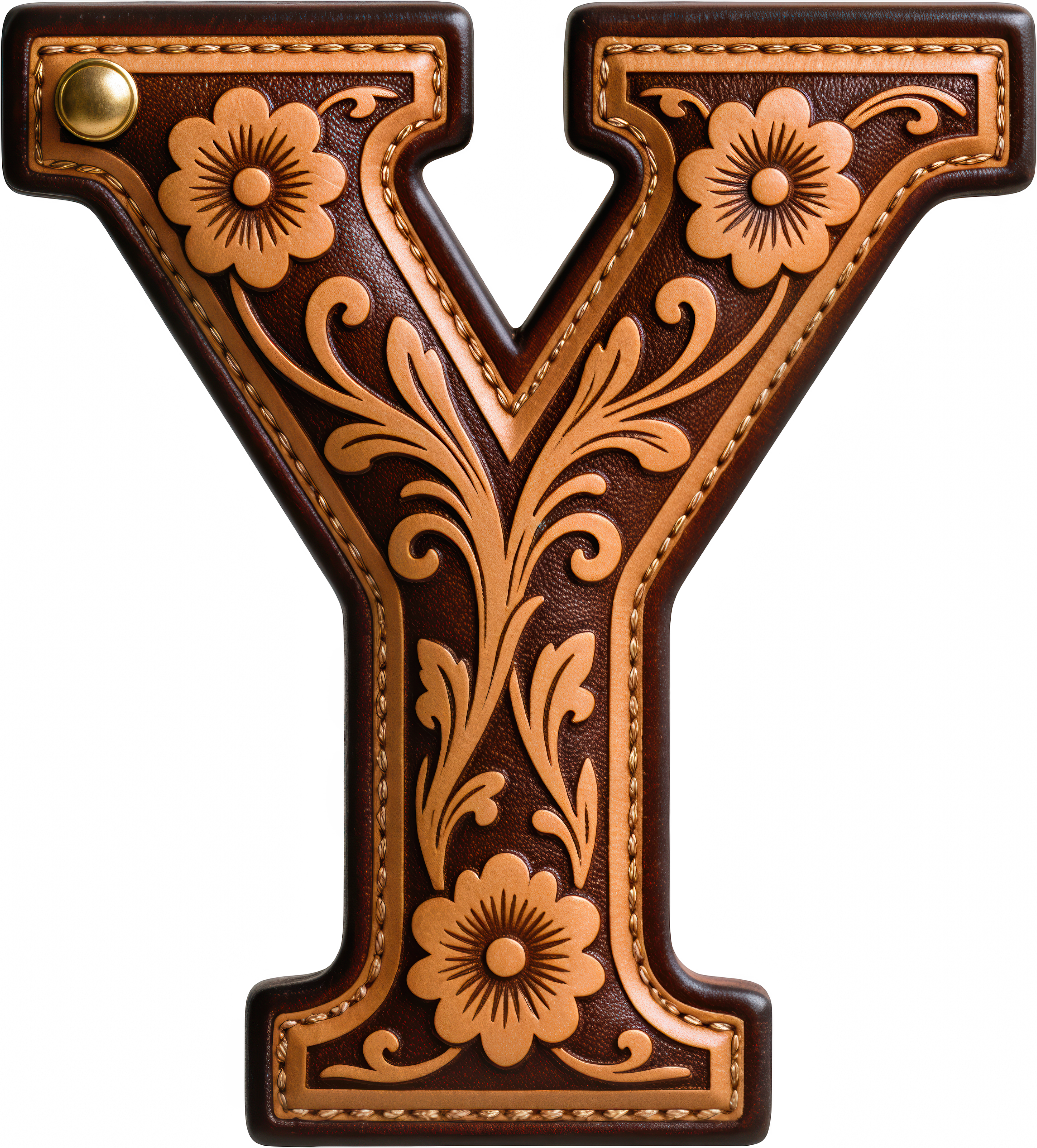Baha Ranch Monogrammed Initial Western Leather Look Saddle Longhorn Cowboy Cowgirl Kitchen Dish Towels Made in America
