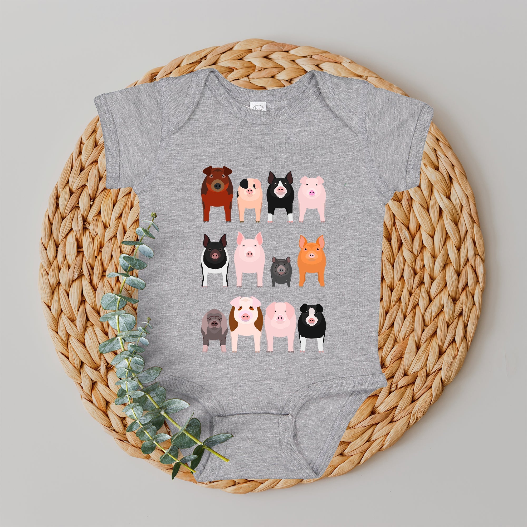 Pig Lovers Farm Animal Illustration Breeds Portraits Collection Comfort Colors Tee