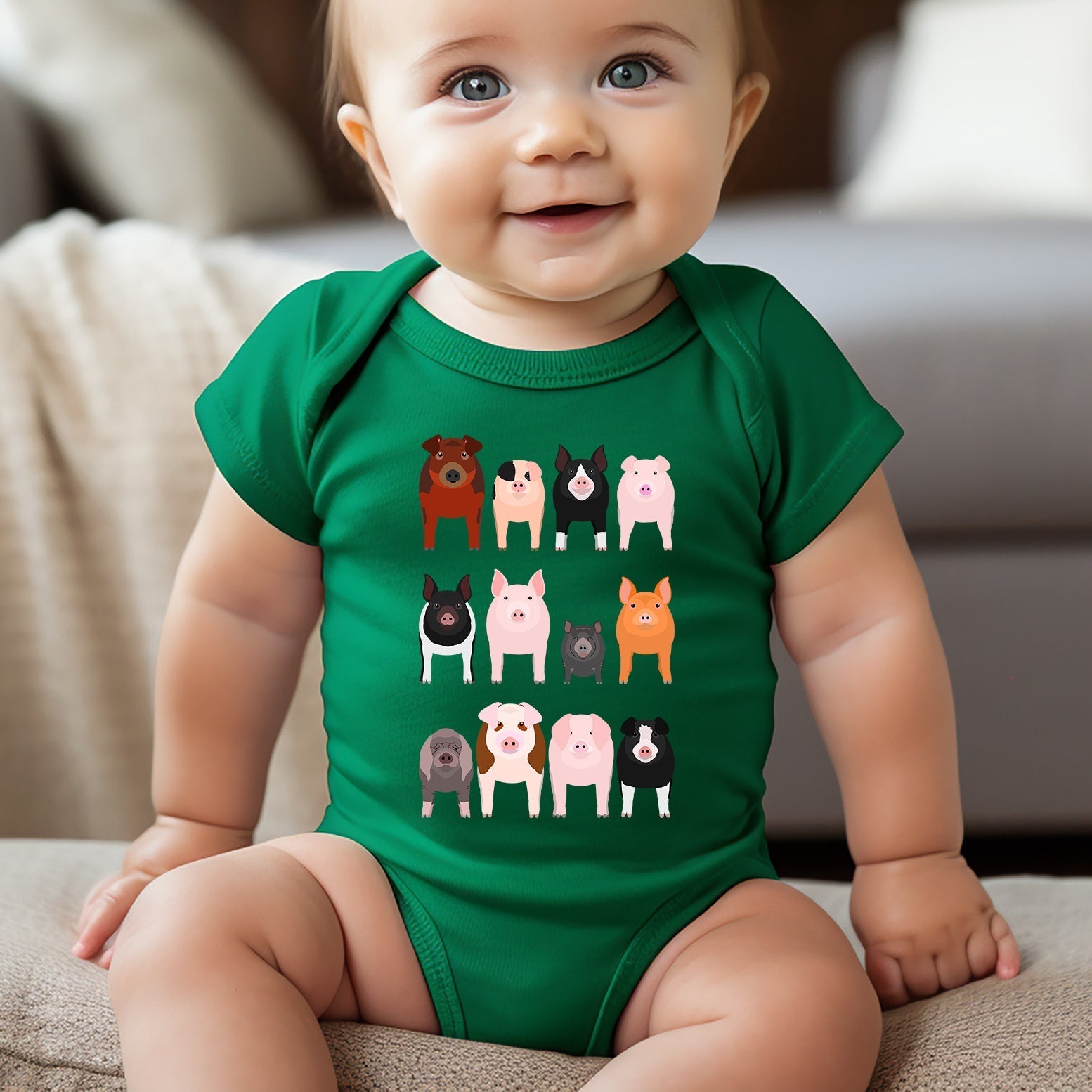 Pig Lovers Farm Animal Illustration Breeds Portraits Collection Comfort Colors Tee